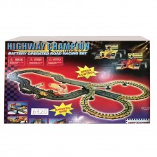 Highway Champion: Battery Operated Road Racing Set Electric RC Track Sets for Kids Gift Toy Railway Tracks Cars Child Interaction Remote Control Rail Car